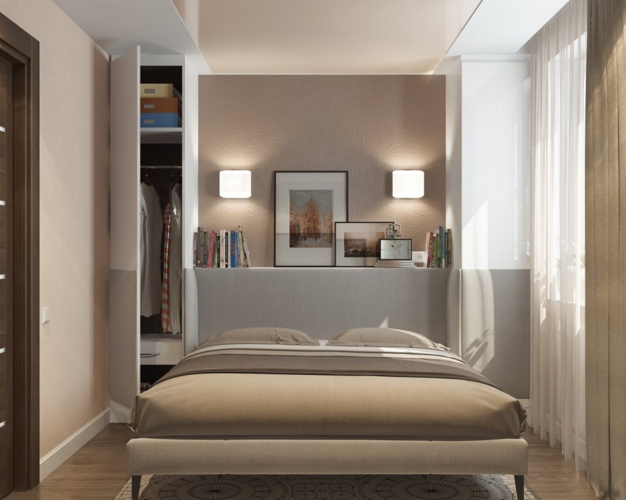 Интерьер мини спальни