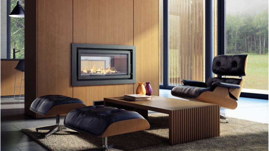 Каминная топка туннель в интерьере