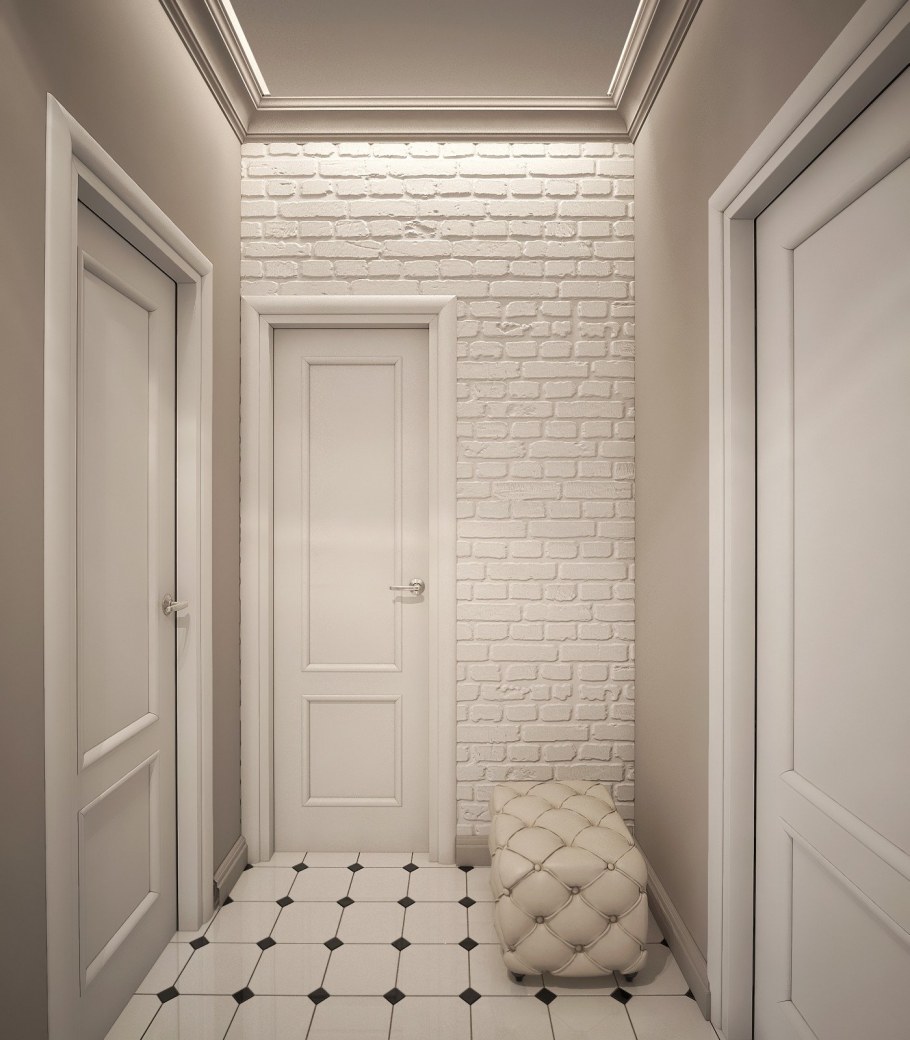 Декоративный кирпич в коридоре