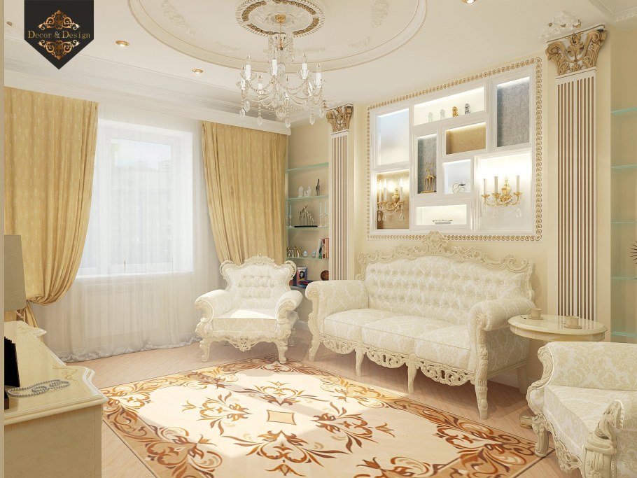 Интерьер гостиной в бежевых тонах