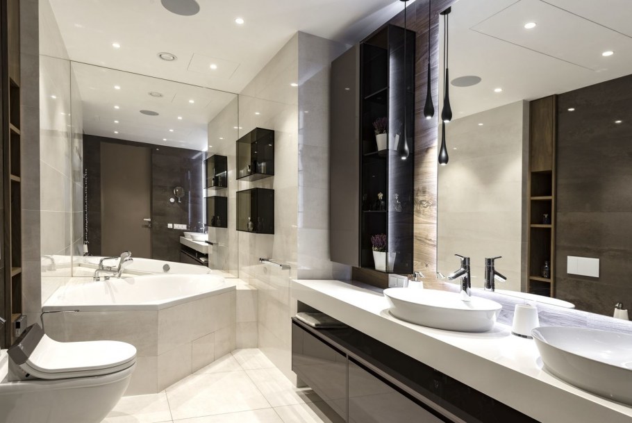 Ванная комната в бежевых тонах