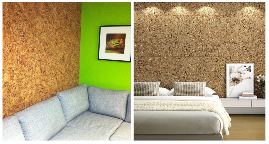 Пробковая стена в интерьере спальни