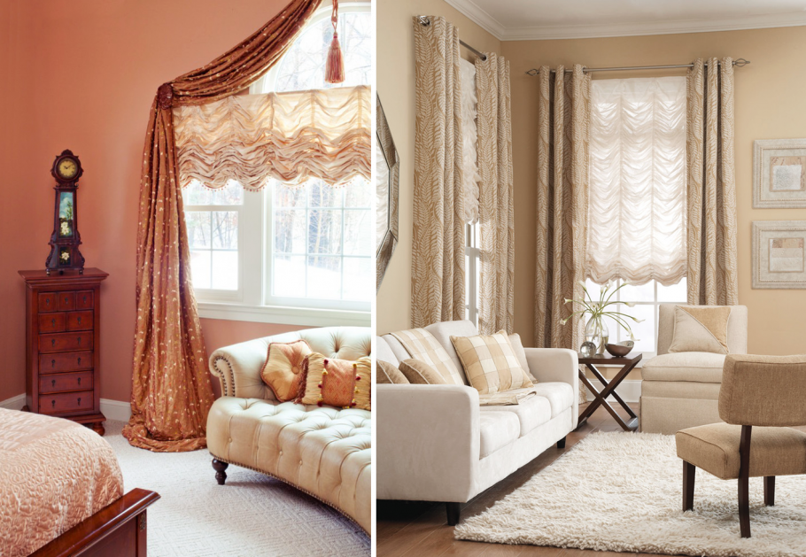 Окно со шторами в французском классическом стиле