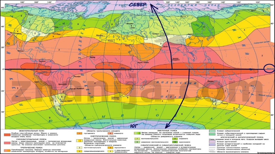 Климатические пояса земли карта
