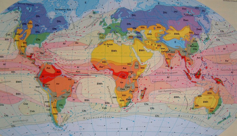 Карта климатических поясов мира