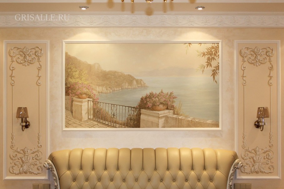 Фрески в гостиной в классическом стиле