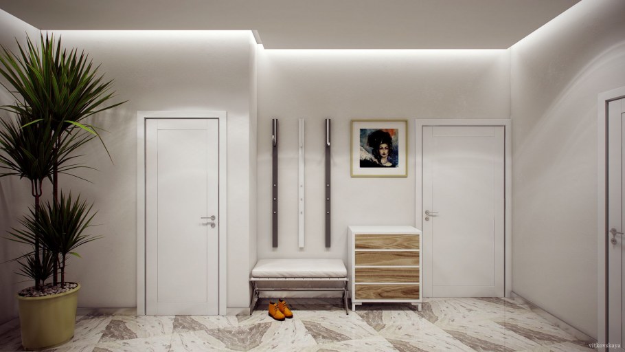 Белая прихожая в интерьере