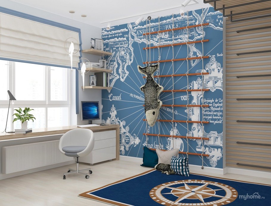 Комната в морском стиле на даче