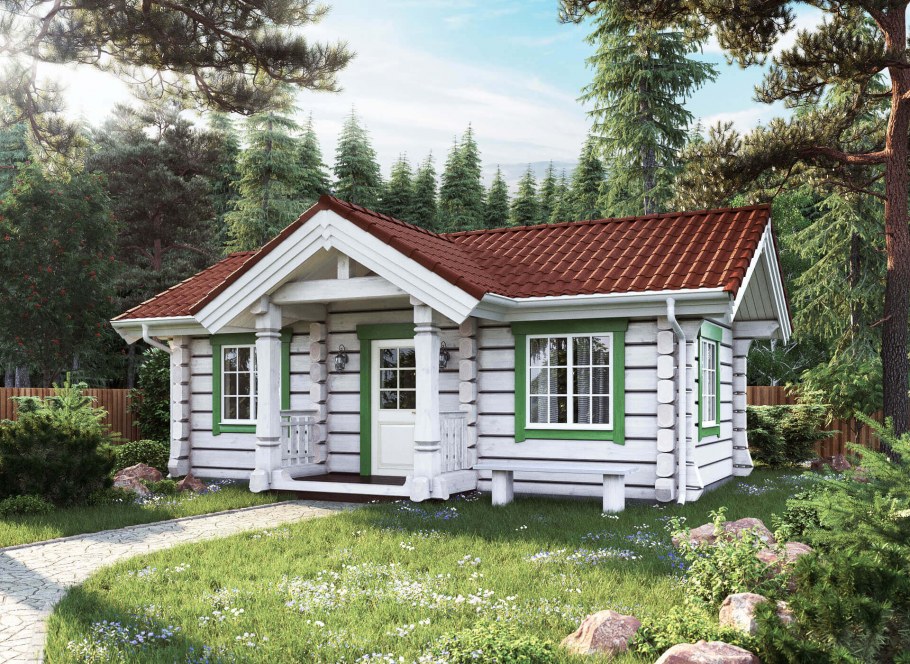 Одноэтажный дом из лафета