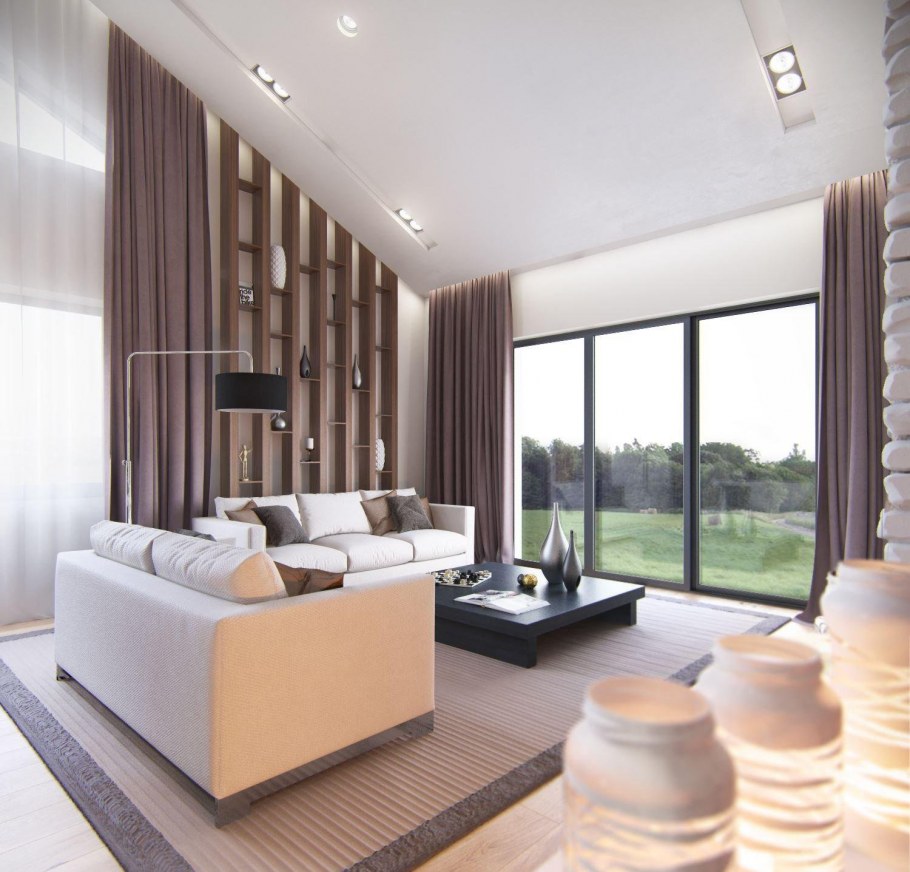 Гостиная с панорамными ОКНС.