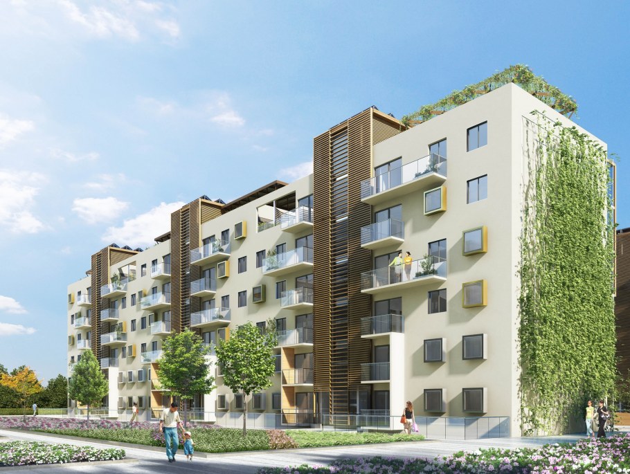 Фасады многоквартирных домов в эко стиле