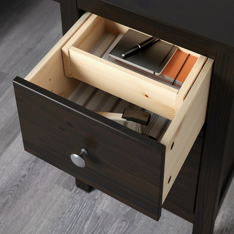 ХЕМНЭС стол с дополнительным модулем, черно-коричневый155x137 см