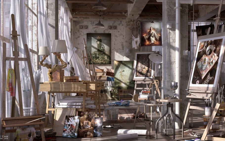 Уютная комната художника