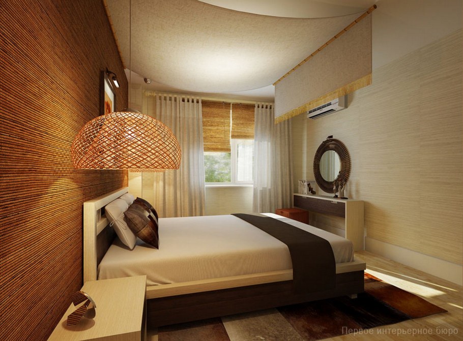 Интерьер узкой спальни