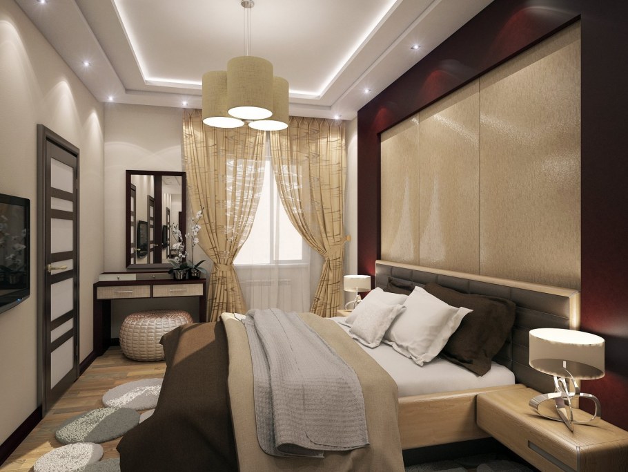 Спальня в узкой комнате хрущевка