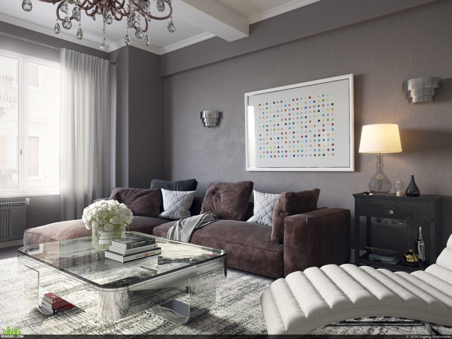 Сливовые стены в интерьере