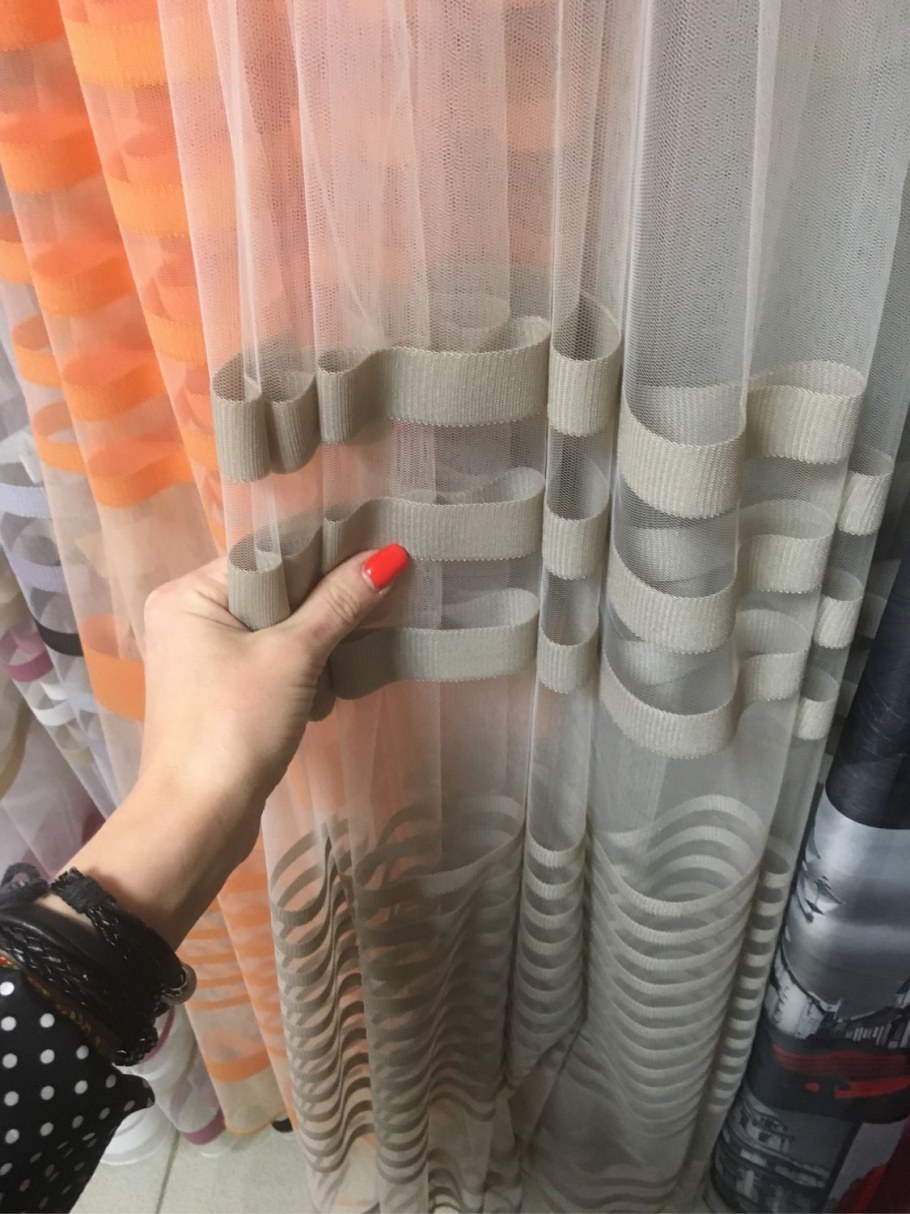 Тюль с серыми полосками