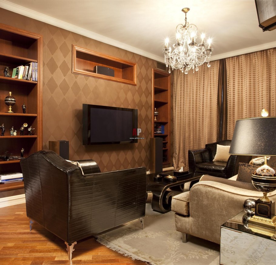 Коричневая гостиная ар деко