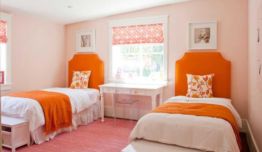 Персиковые стены в интерьере