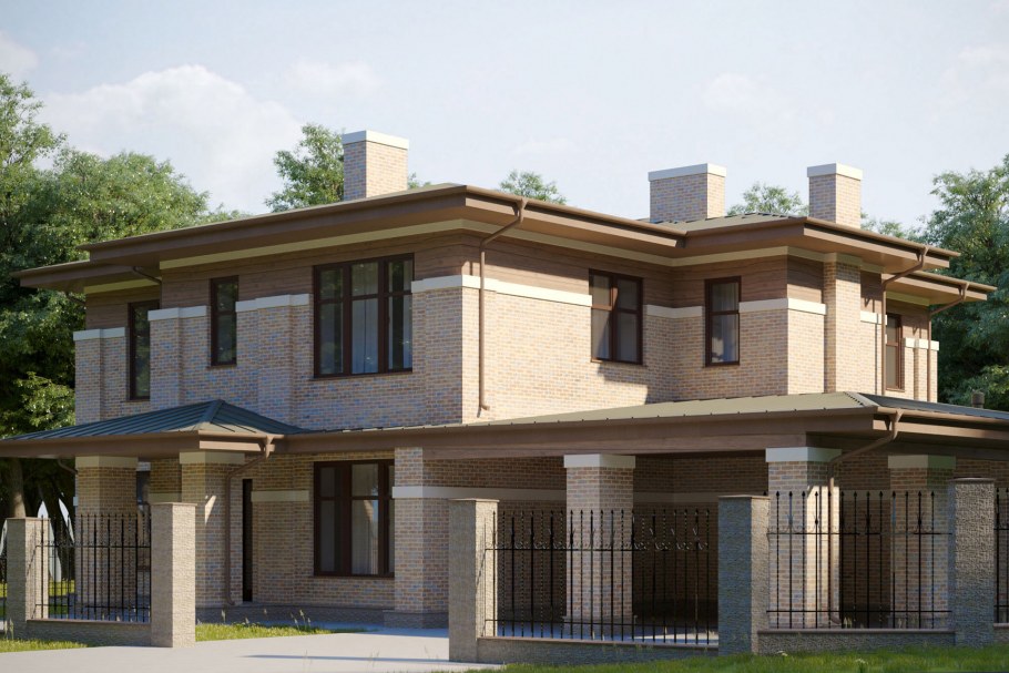 Облицовка домов в стиле Райта