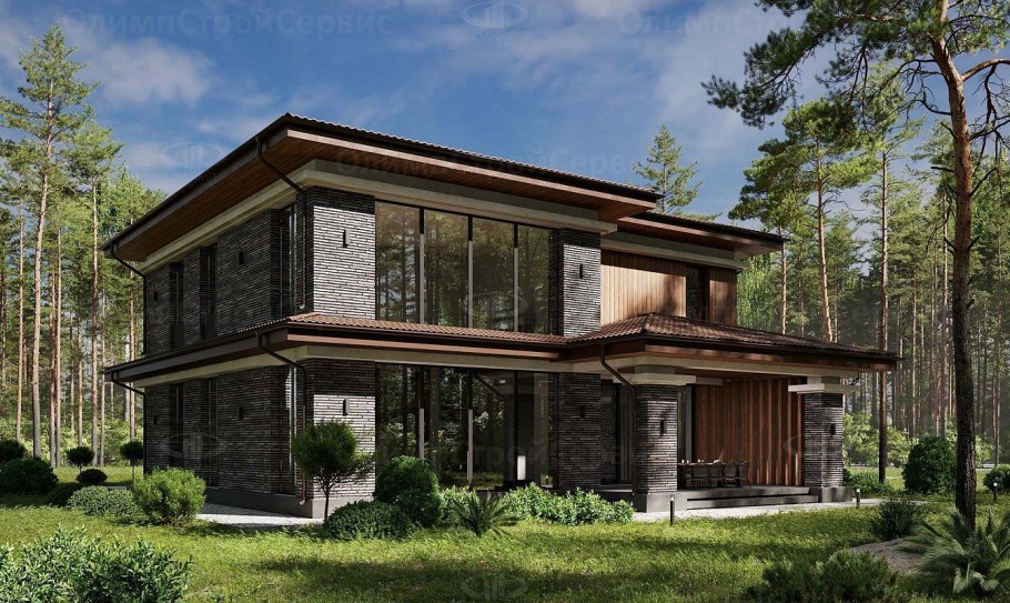 Дом в стиле Райт 200кв.м застройка