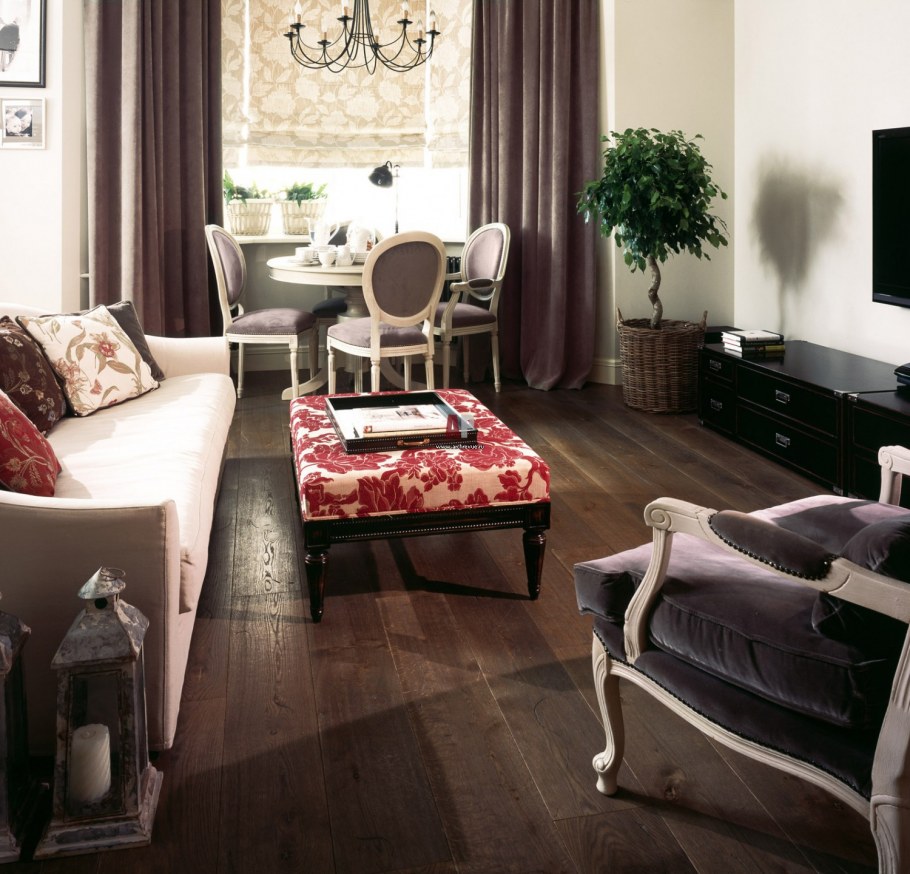 Прованс интерьер коричневая мебель