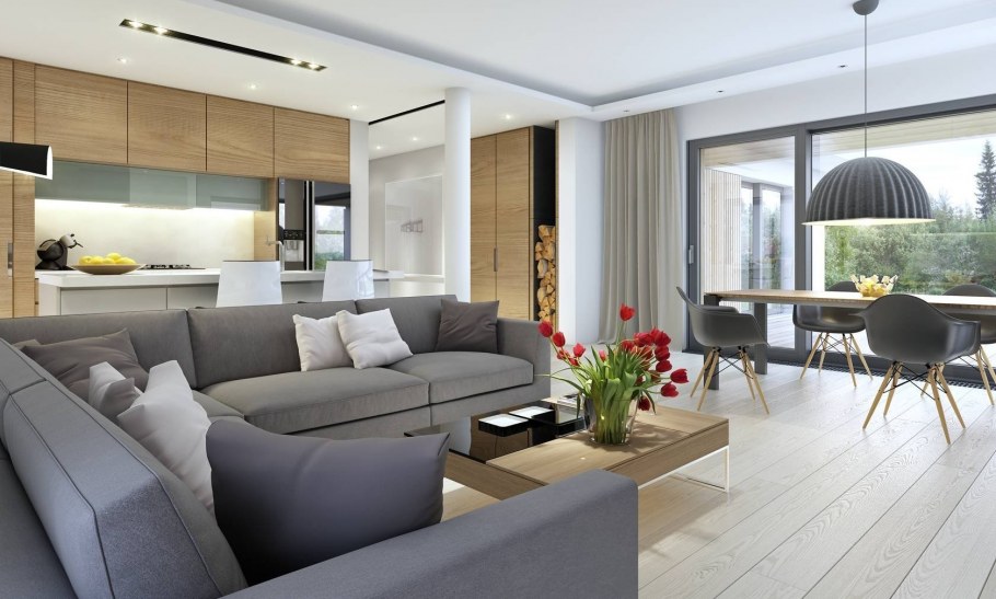 Интерьеры одноэтажных домов в современном стиле