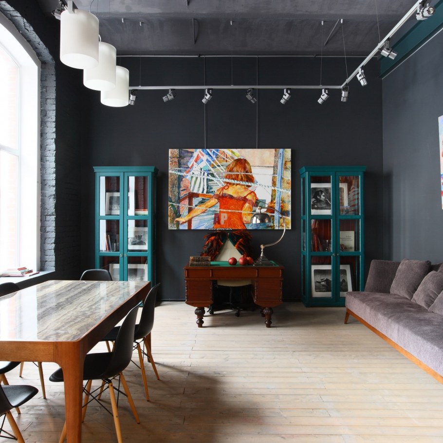 Интерьер кабинета в стиле лофт