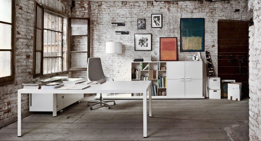 Кабинет в стиле лофт кирпич