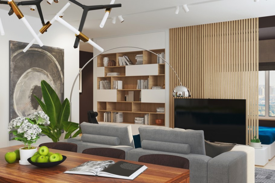 Светлая гостиная в современном стиле