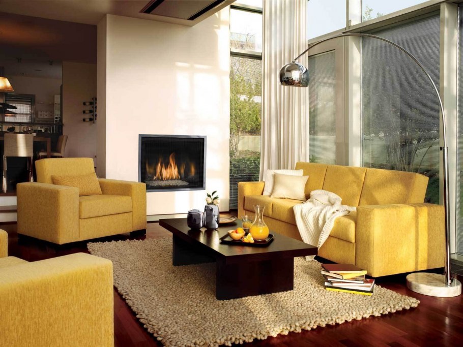 Гостиная в горчичных тонах