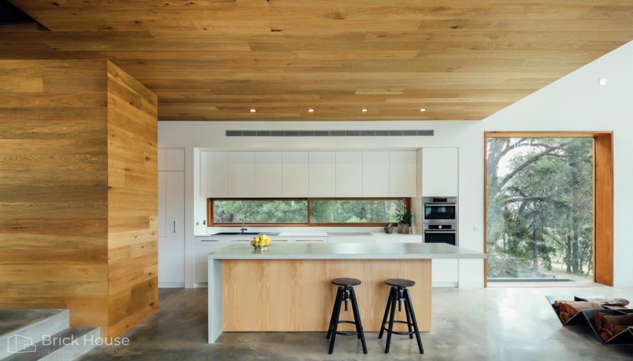 Современный дом белый с деревом