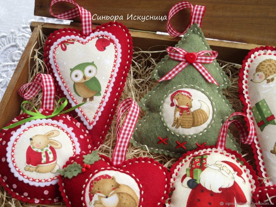 Набор елочных игрушек из фетра
