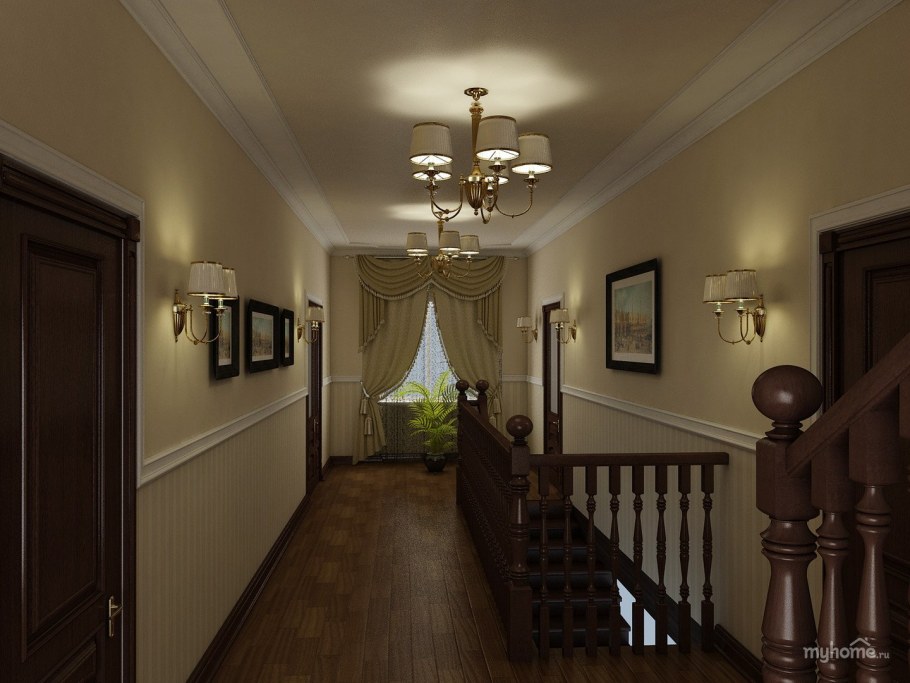 Холл второго этажа с лестницей