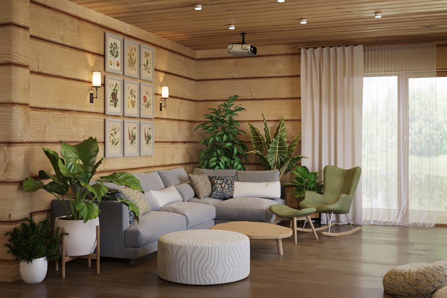 Лафет в интерьере бежевый