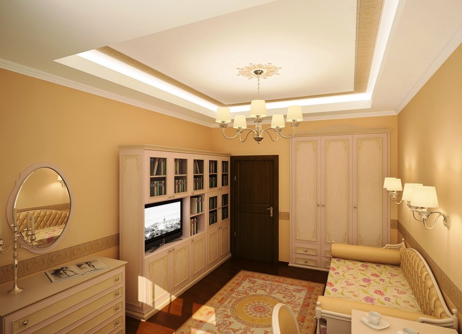 Интерьер небольшого зала в частном доме