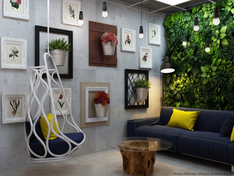 Интерьер цветочного магазина в стиле лофт