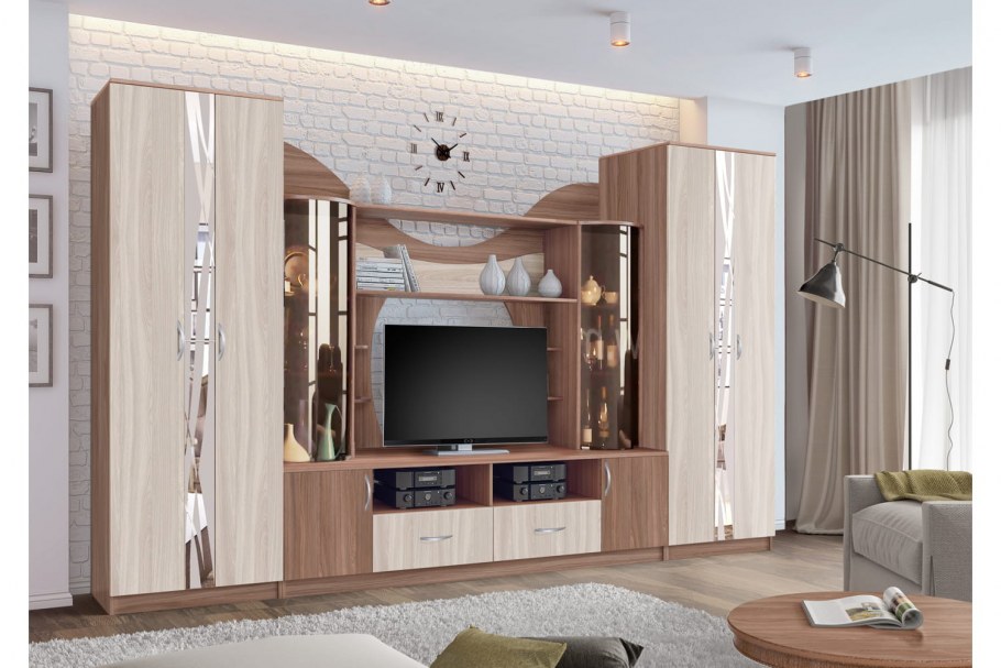 Гостиная Оскар белый глянец Союз мебель