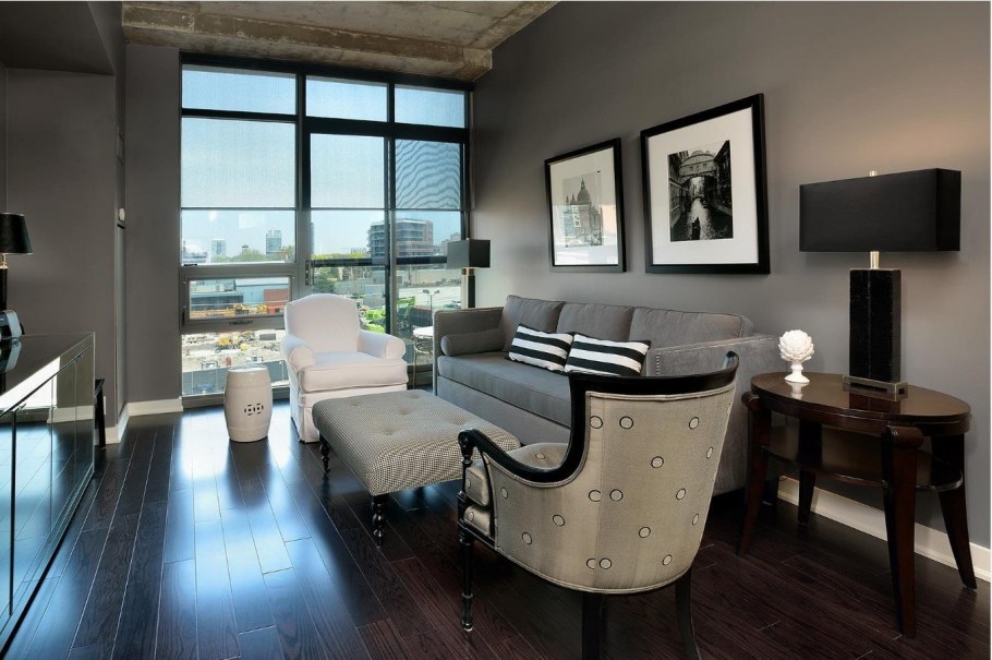 Темный пол в интерьере