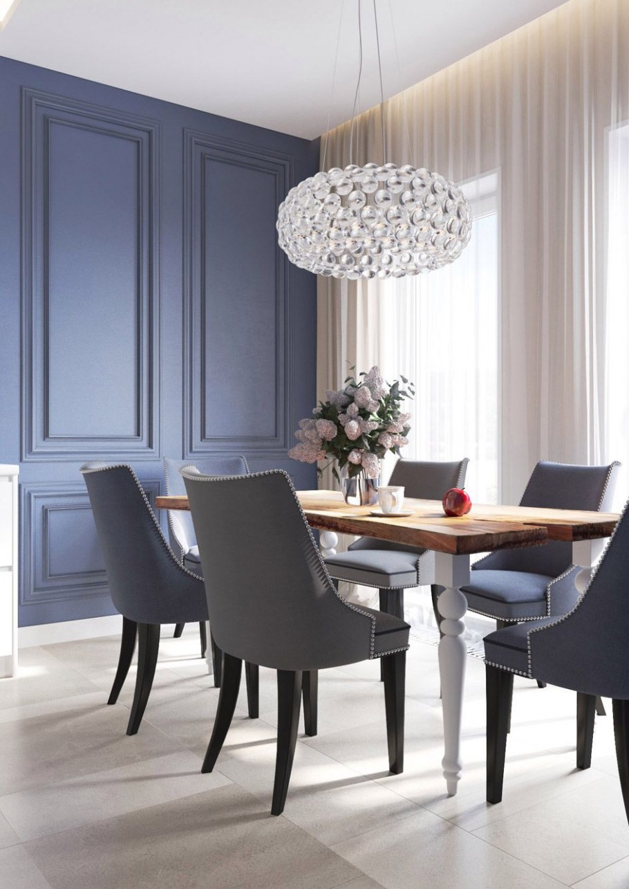 Гостиная столовая в серых тонах