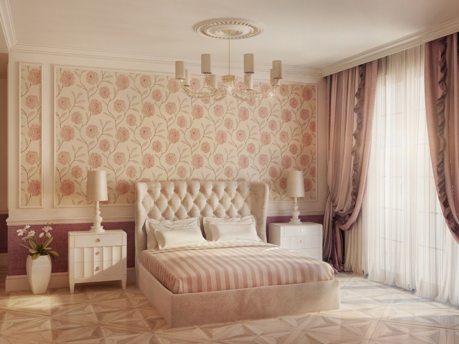 Обои в интерьере спальни