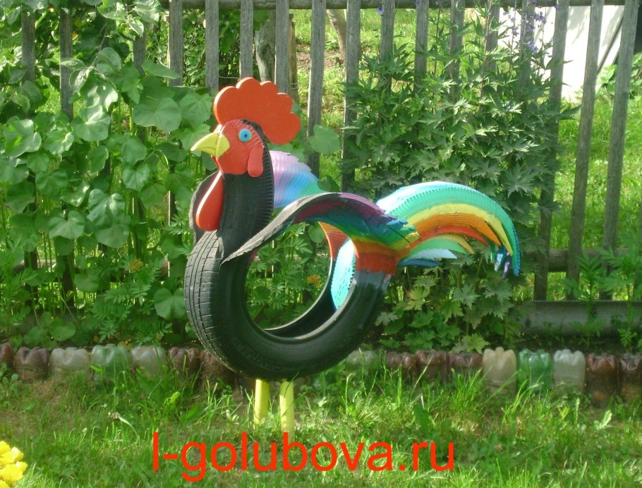 Фигуры из колес для сада