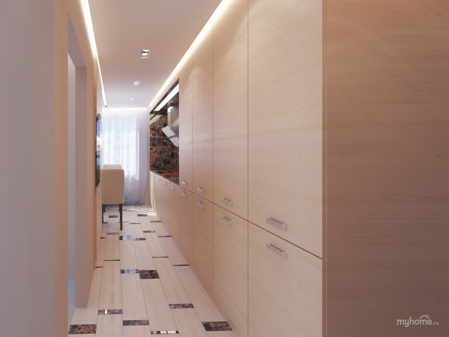 Коридор и кухня в одном стиле