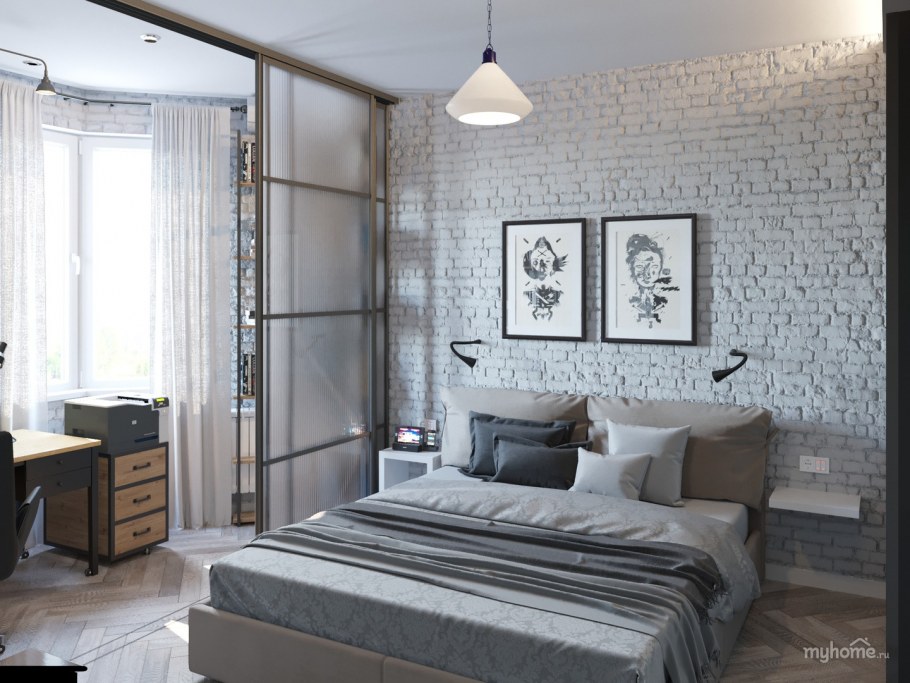 МЛК спальня лофт белая