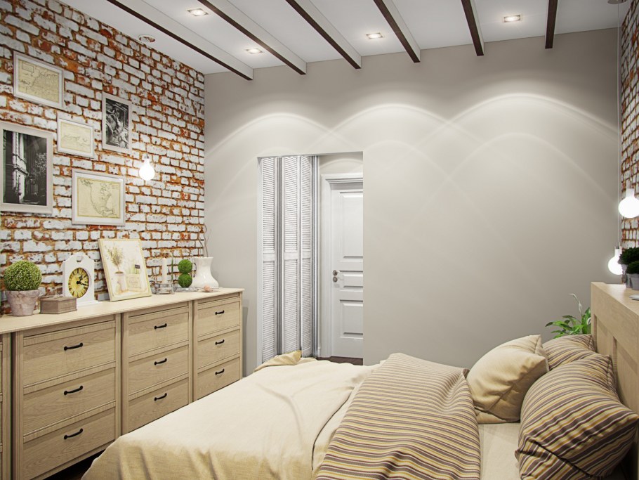 Спальня лофт 10 кв м