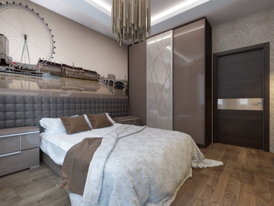 Интерьер мужской спальни в светлых тонах