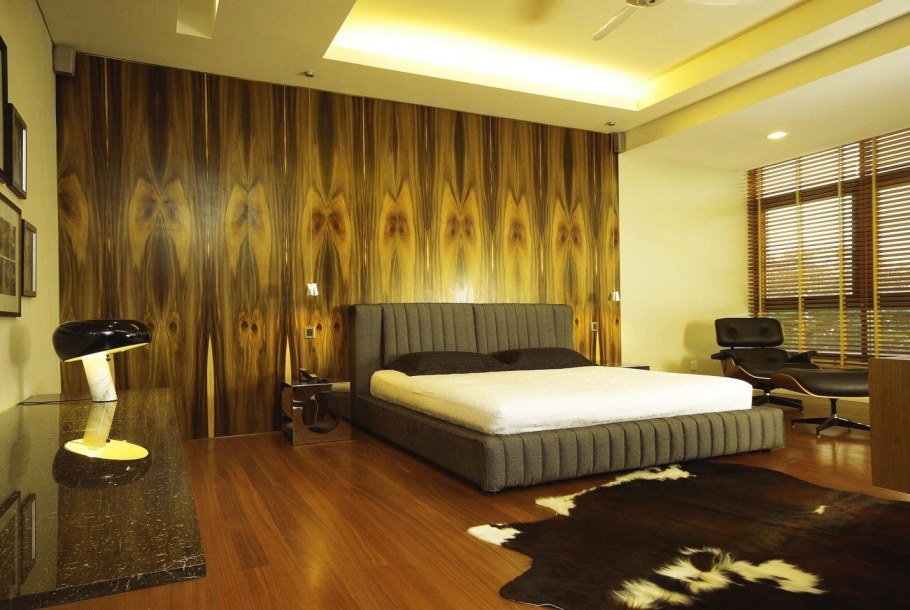 Отделка спальни панелями МДФ