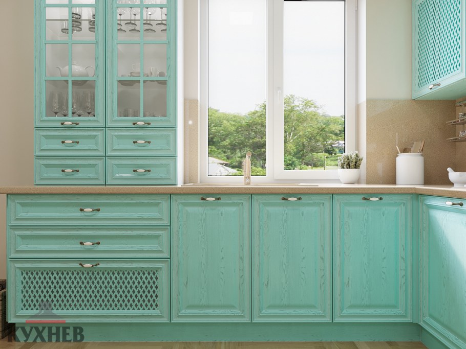 Мятный кухонный гарнитур