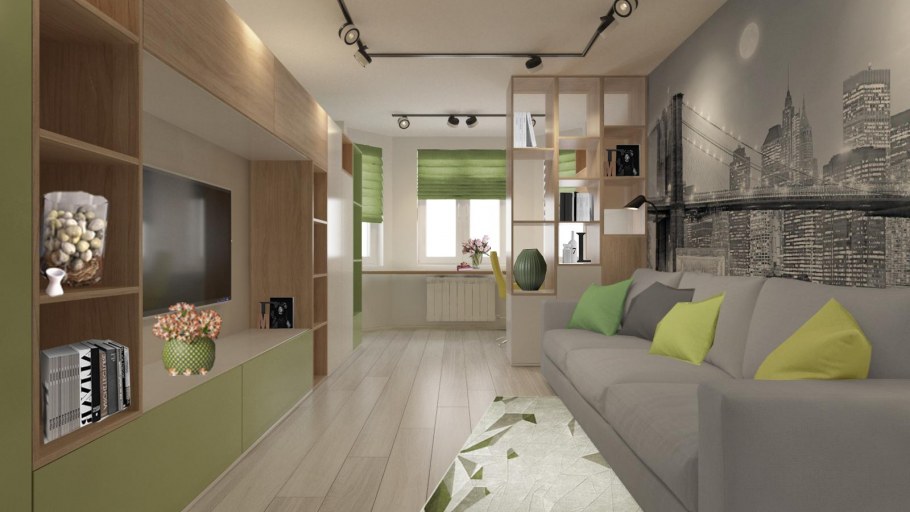 Зонирование длинной комнаты