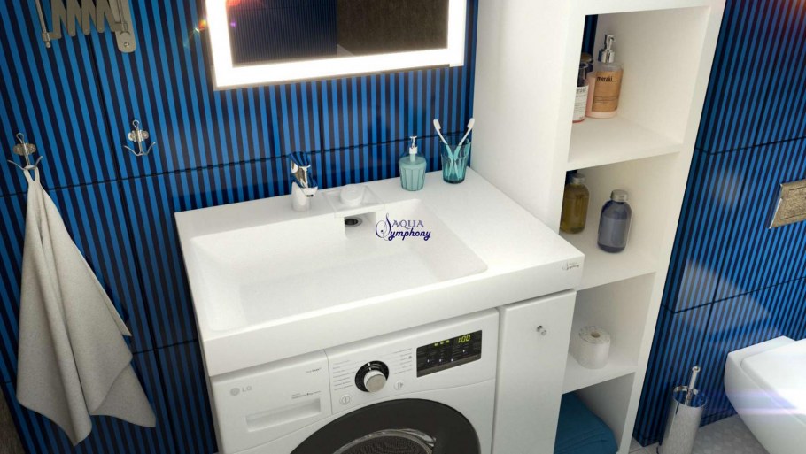 Раковина Aqua Symphony solo Blues l 55х80 над стиральной машиной